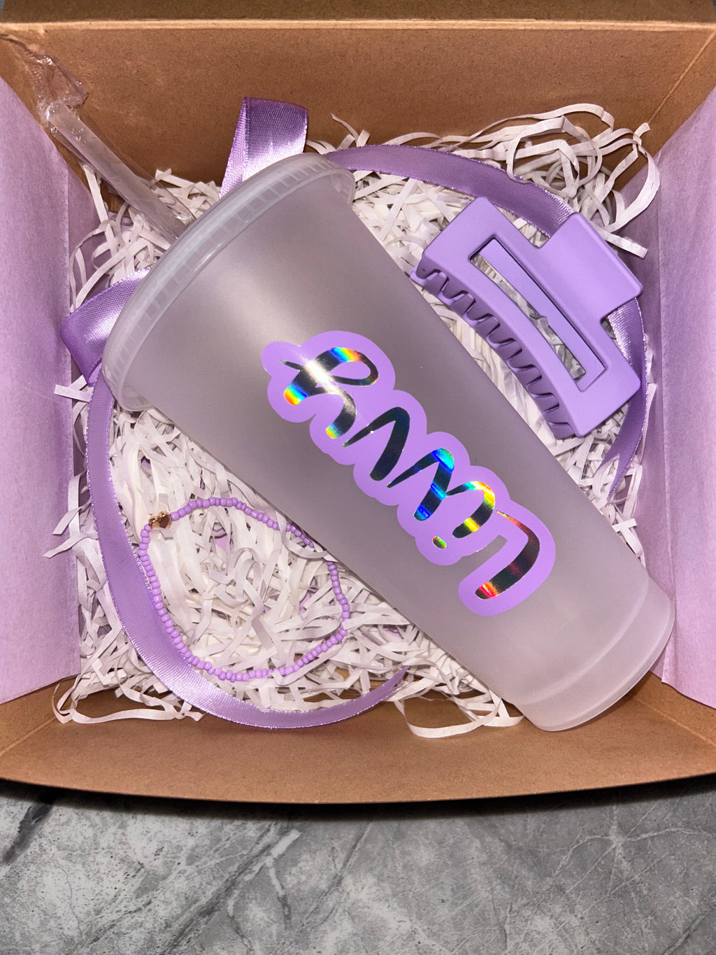 Personalised Gift Box including Personalised Frosted Cup, Bracelet & Hair Clip