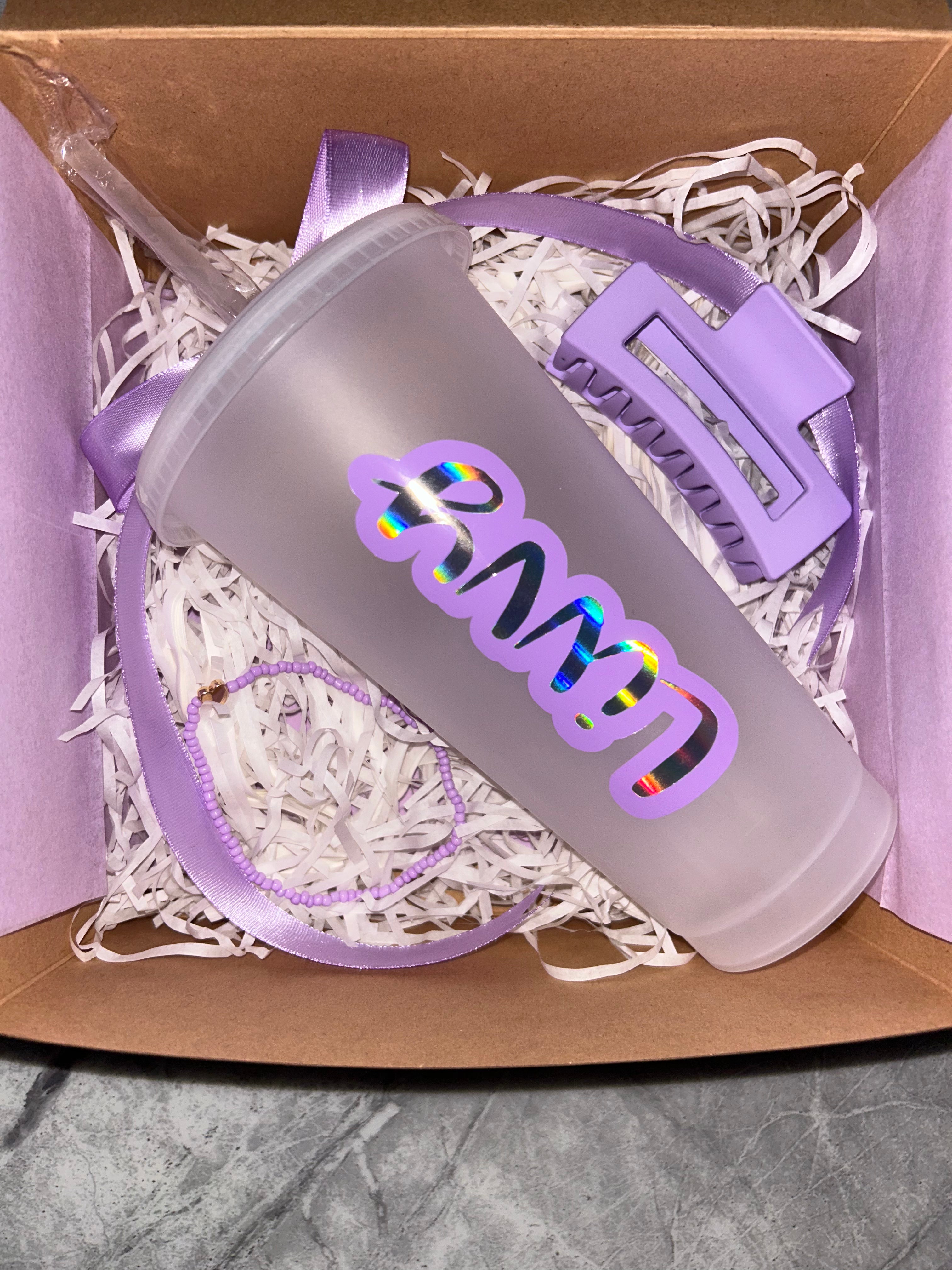 Personalised Gift Box including Personalised Frosted Cup, Bracelet & Hair Clip