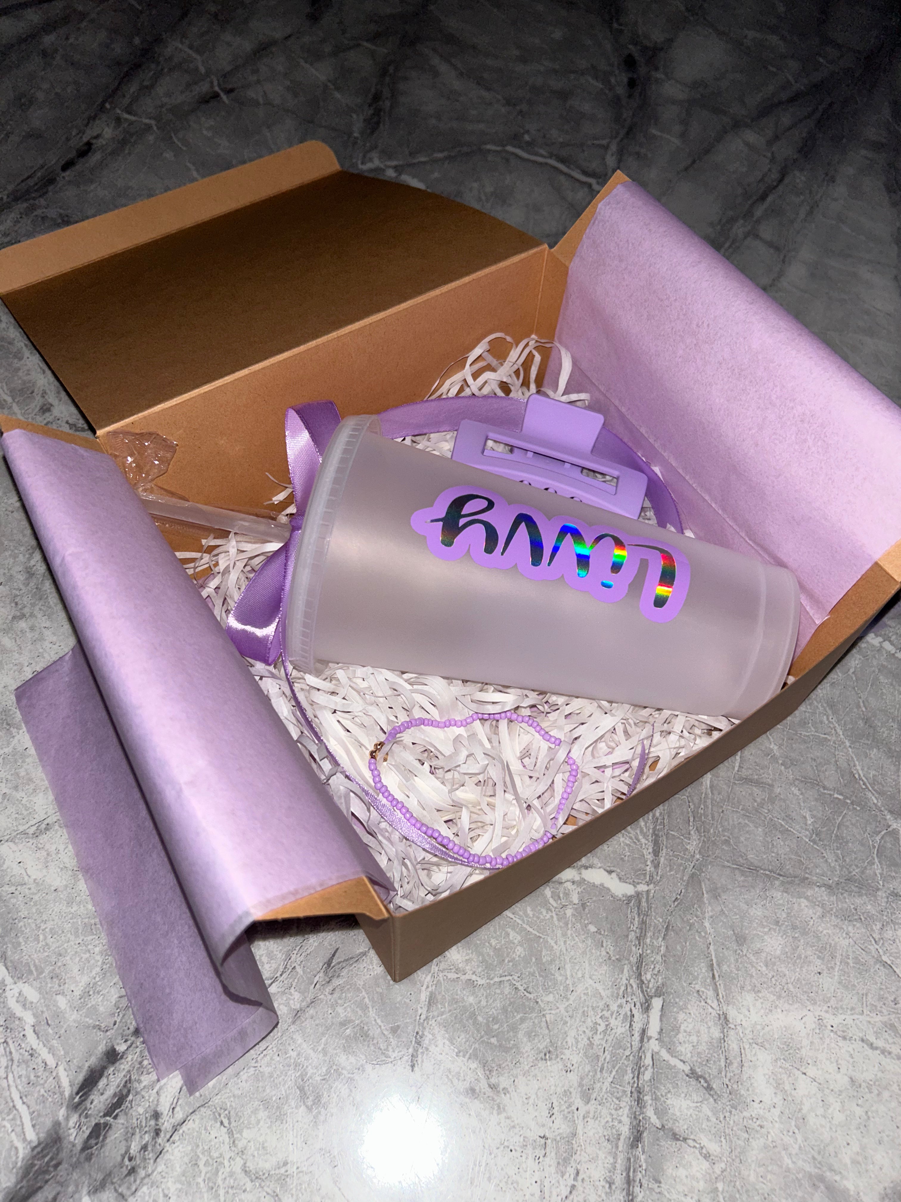 Personalised Gift Box including Personalised Frosted Cup, Bracelet & Hair Clip